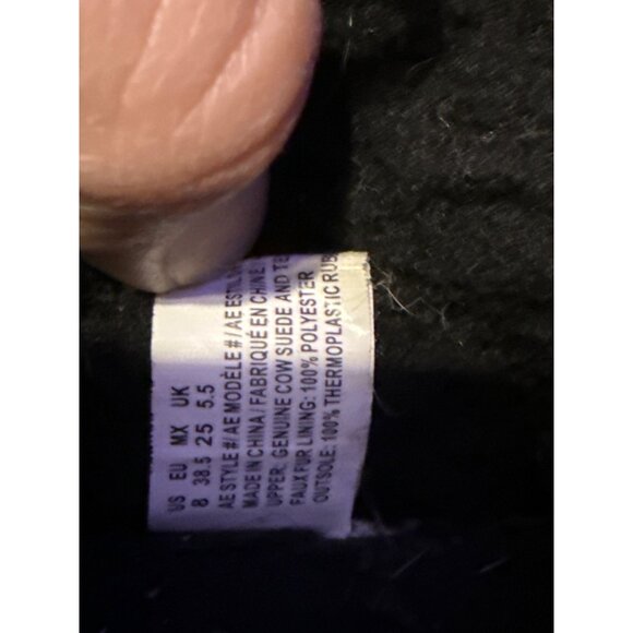 American Eagle Black Genuine Cow Suede Faux Fur Ankle Moccasin Booties Sz 9 - Picture 14 of 14